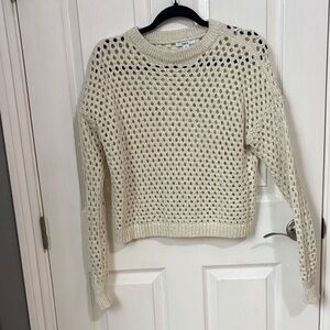 Women’s Cream with gold threading Open-Knit Women's Sweater